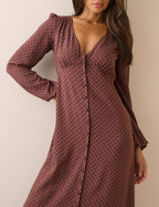 Brown Polka Dot Kennedy Midi Dress