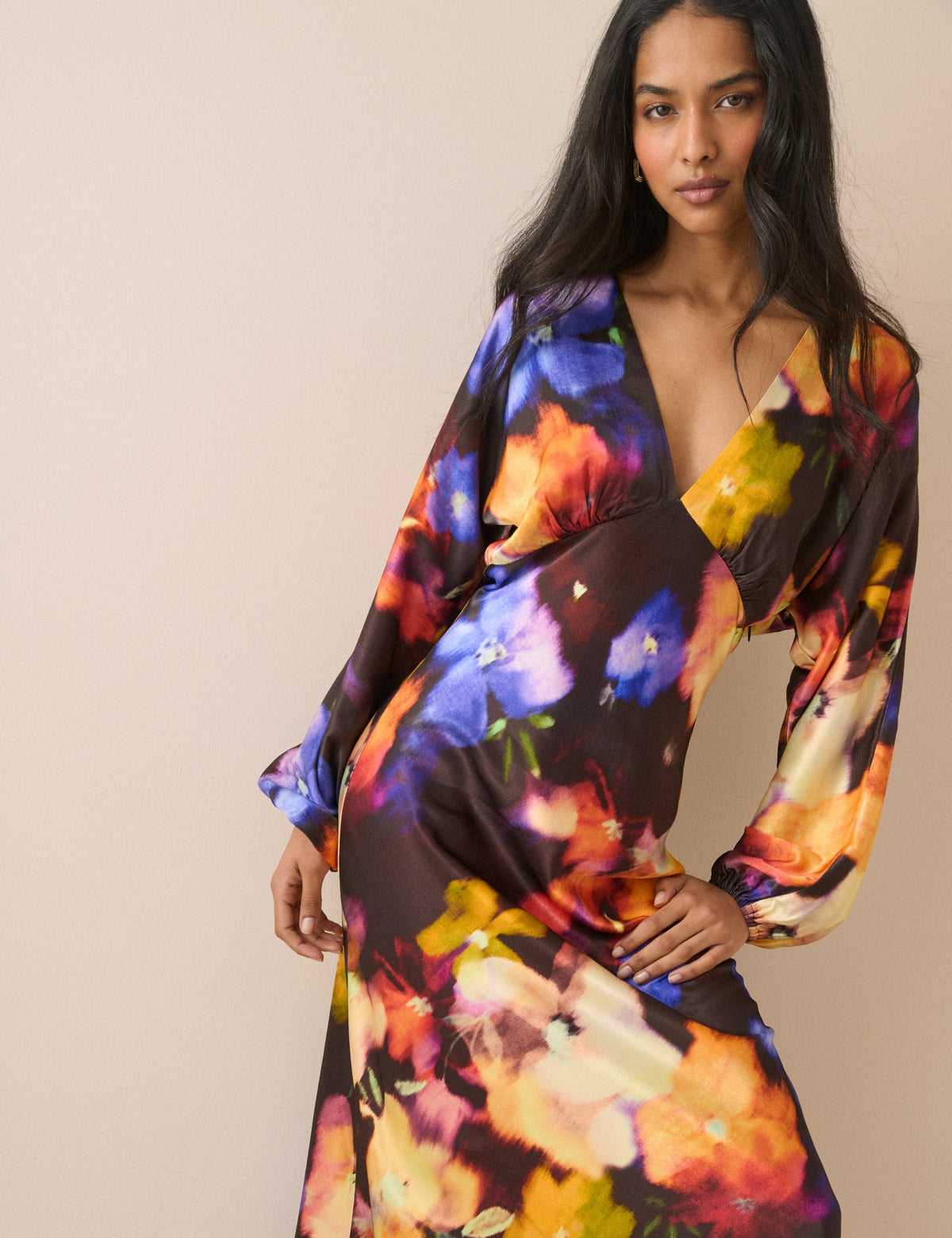 Floral Satin Allura Midi Dress