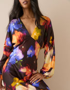 Floral Satin Allura Midi Dress