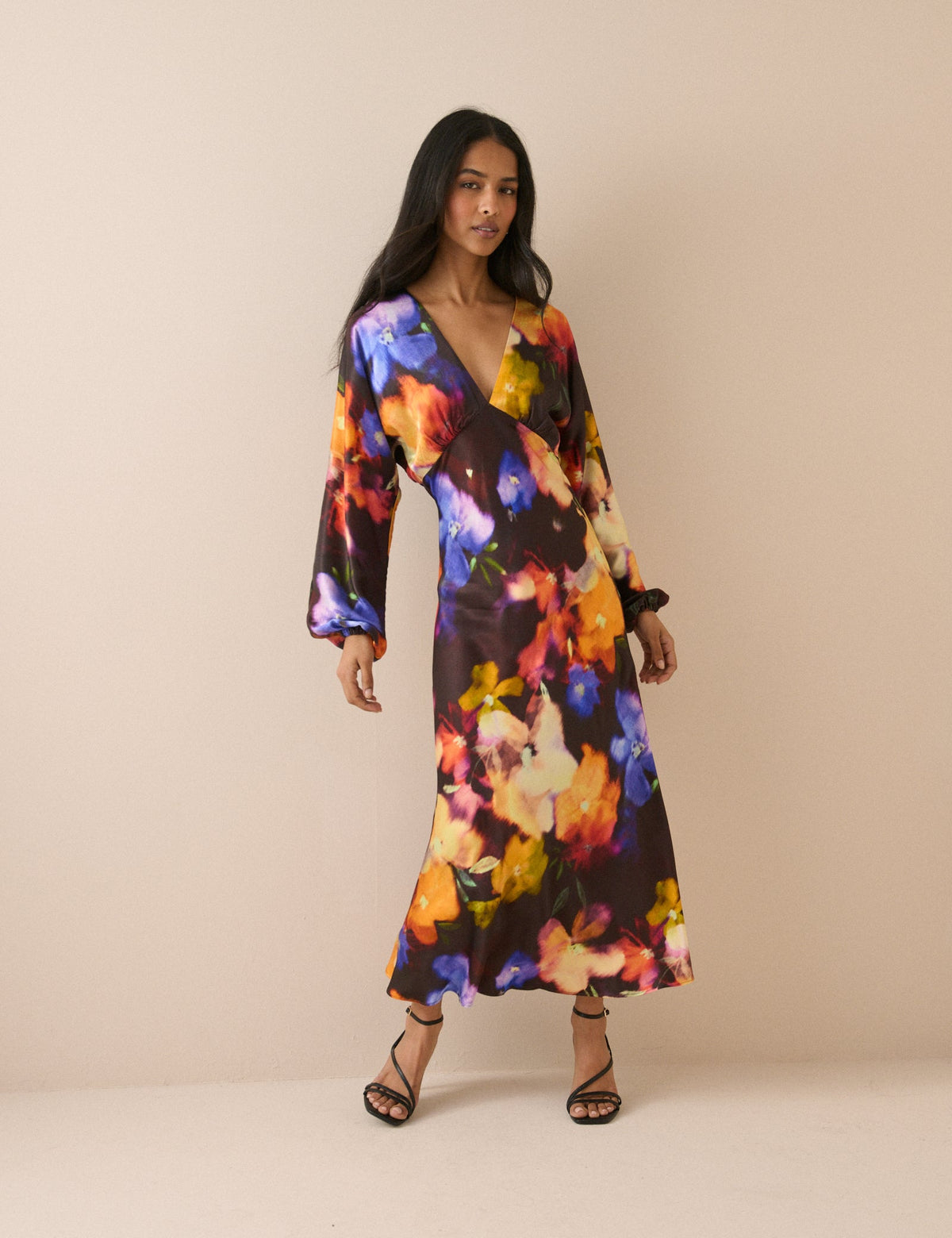 Floral Satin Allura Midi Dress