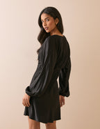 Black Satin Allura Mini Dress