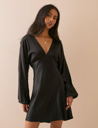 Black Satin Allura Mini Dress