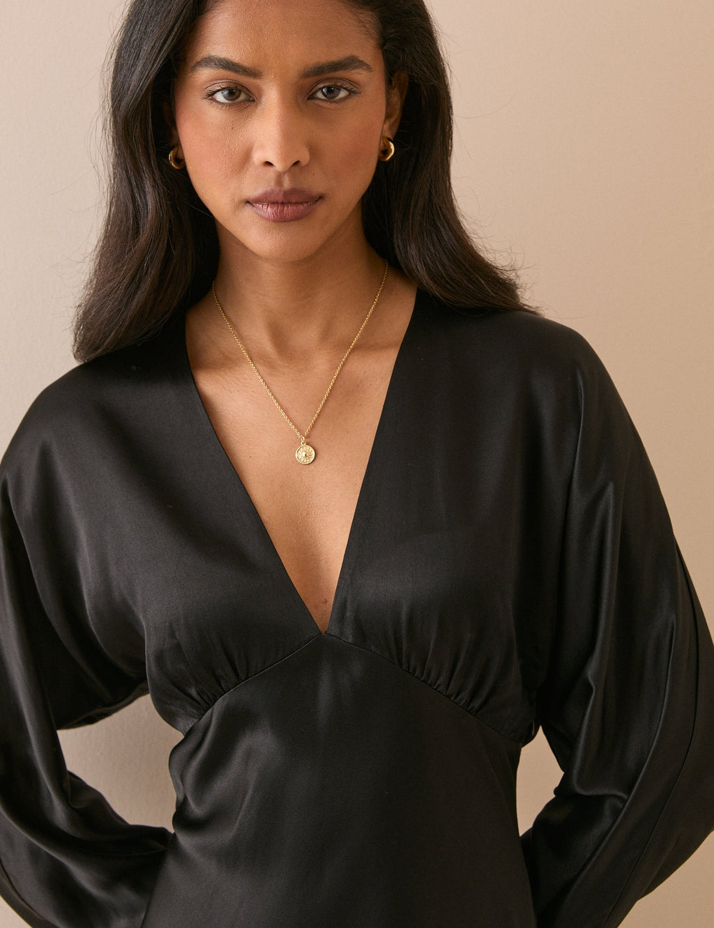 Black Satin Allura Mini Dress