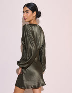 Khaki Satin Allura Mini Dress