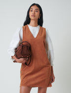 Brown Cord Austin Pinafore Mini Dress