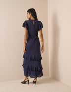 Navy Polka Dot Ruffle Marley Maxi Dress