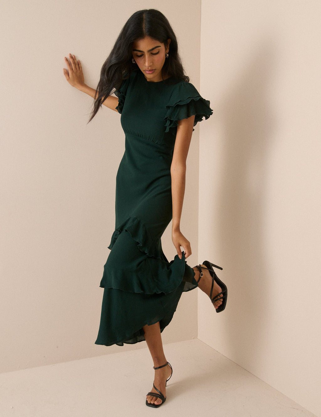 Dark Green Ruffle Marley Maxi Dress