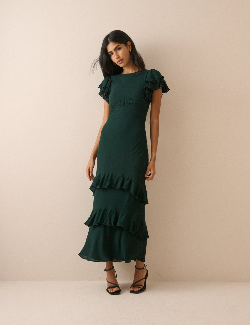 Dark Green Ruffle Marley Maxi Dress