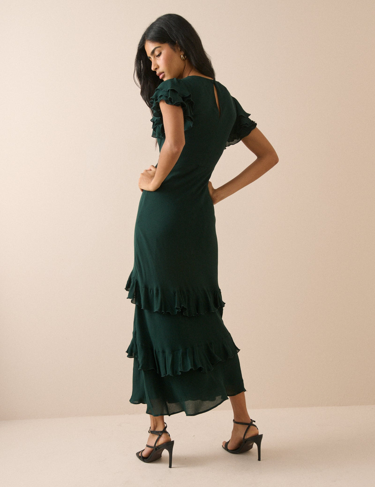 Dark Green Ruffle Marley Maxi Dress