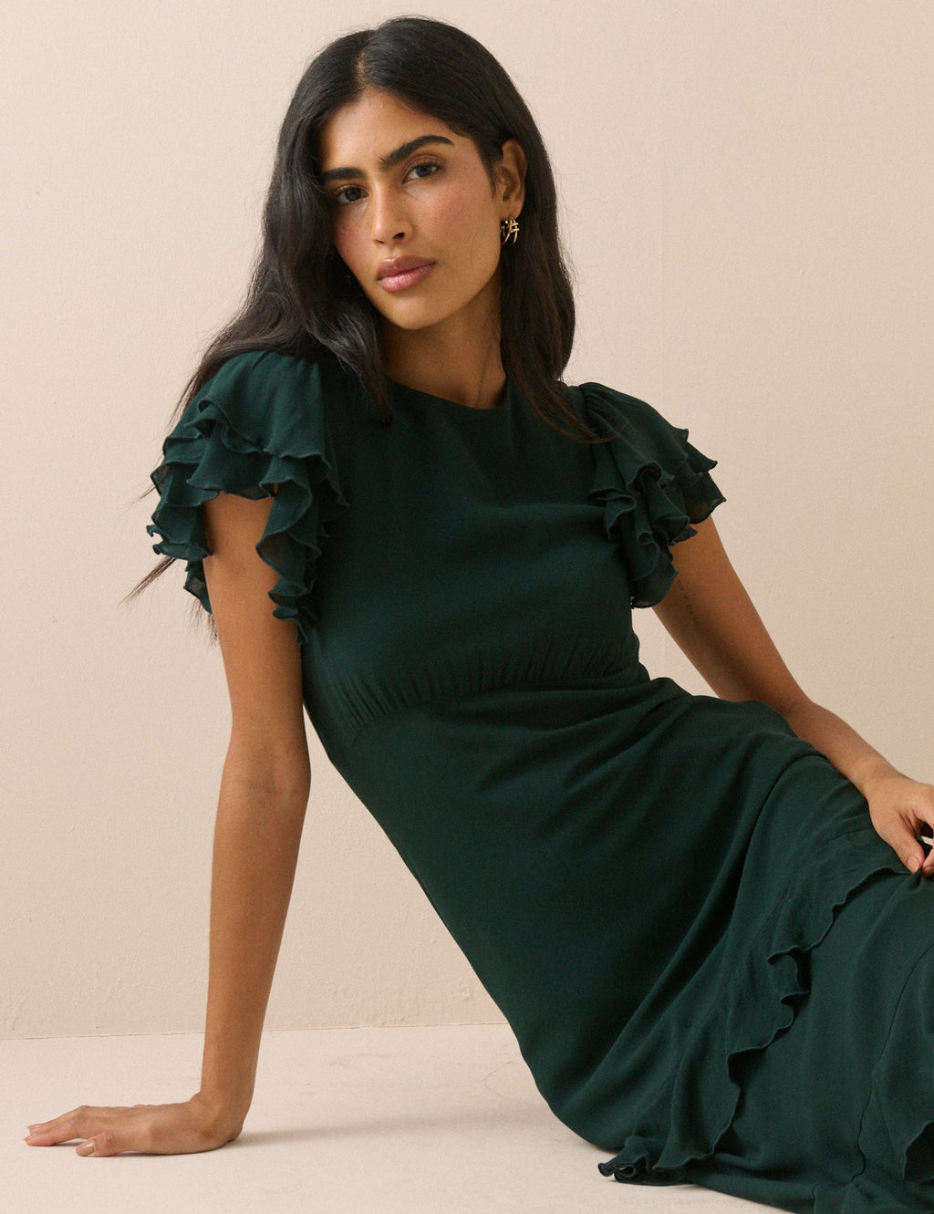 Dark Green Ruffle Marley Maxi Dress