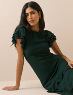 Dark Green Ruffle Marley Maxi Dress