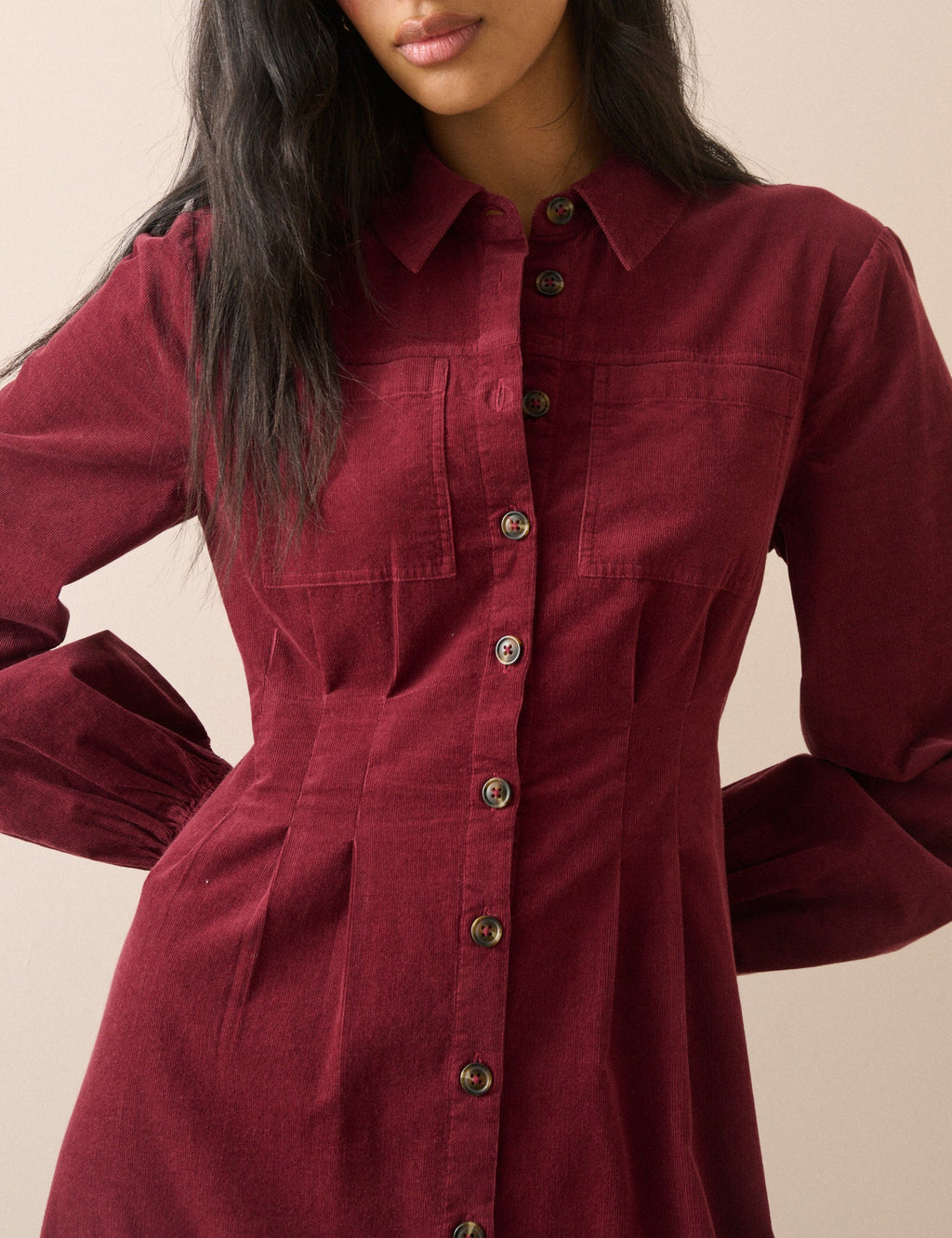 Burgundy Cord Montego Midi Dress