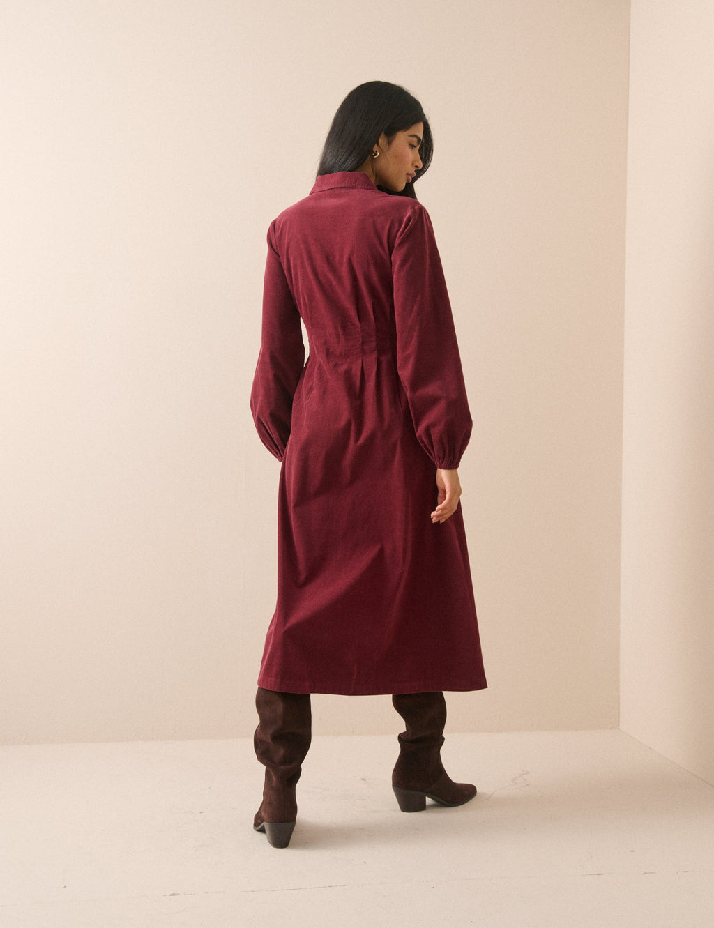 Burgundy Cord Montego Midi Dress