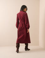 Burgundy Cord Montego Midi Dress