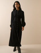 Black Montego Cord Midi Dress