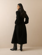 Black Montego Cord Midi Dress