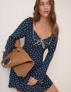 Navy Polka Dot Lyon Mini Dress