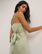 Sage Satin Strappy Ellison Maxi Dress