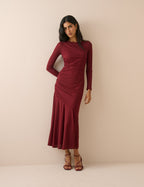 Red Jersey Drop Waist Tallulah Midi Dress