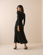 Black Jersey Ruched Tallulah Midi Dress