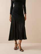 Black Jersey Ruched Tallulah Midi Dress