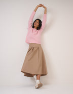 Pink Funnel Neck Knitted Jumper