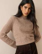 Beige Ribbed Trim Jumper