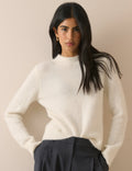 White Ribbed Trim Jumper
