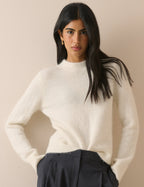 White Ribbed Trim Jumper