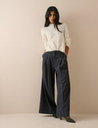 White Ribbed Trim Jumper