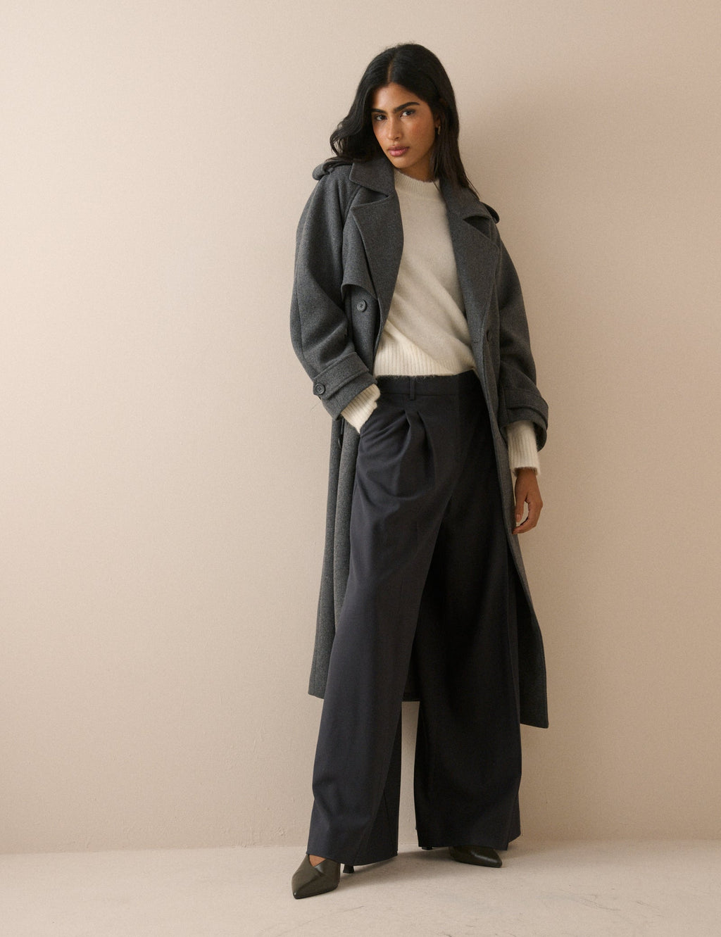 White Ribbed Trim Jumper