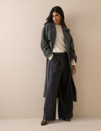 White Ribbed Trim Jumper