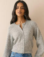 Grey Crew Neck Cardigan