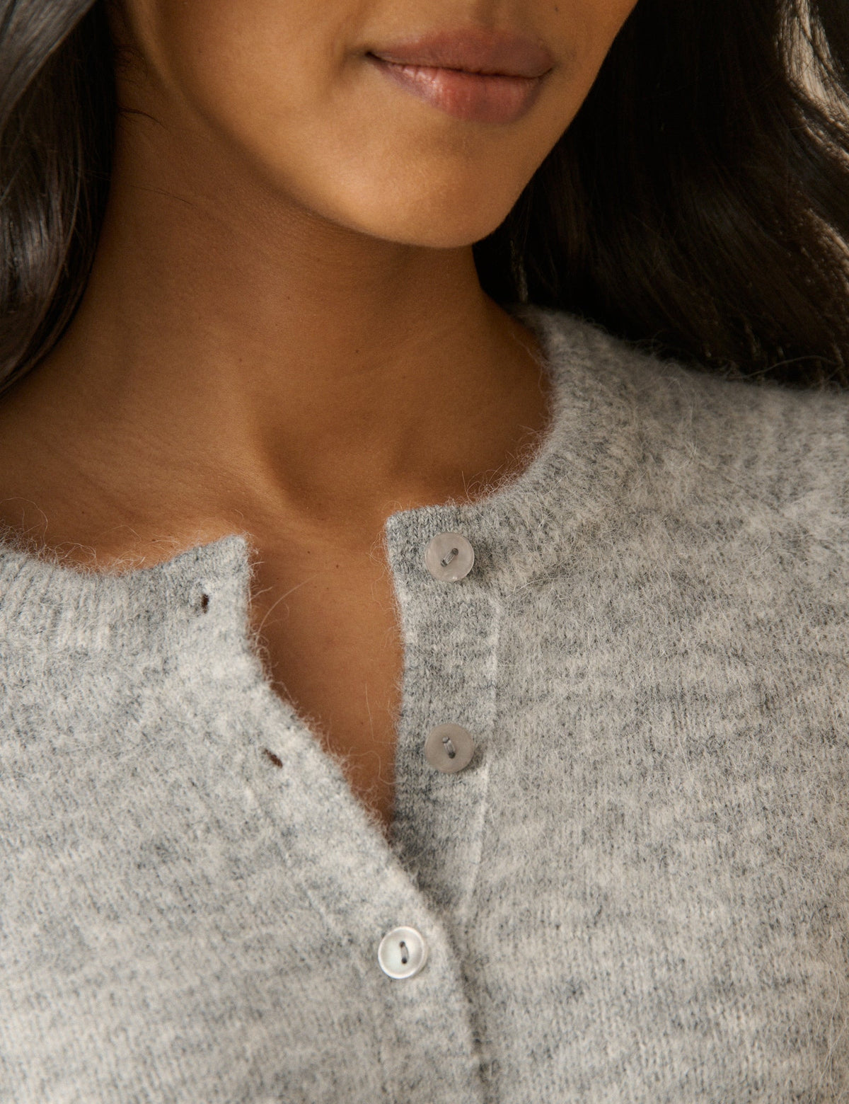 Grey Crew Neck Cardigan