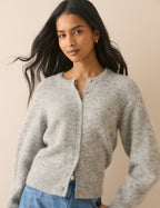 Grey Crew Neck Cardigan