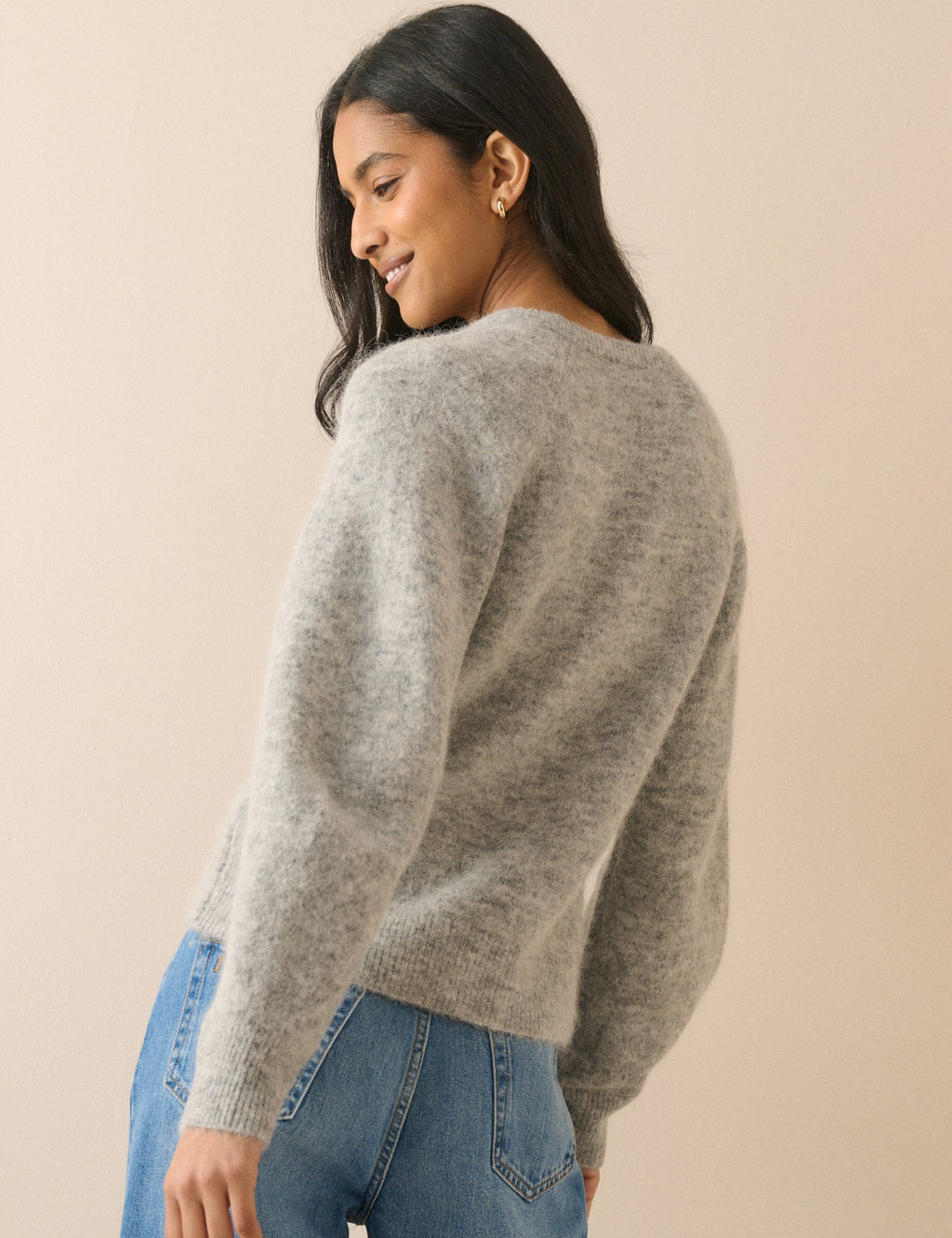 Grey Crew Neck Cardigan