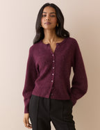 Burgundy Crew Neck Cardigan