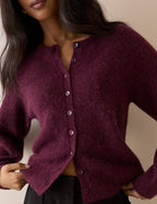 Burgundy Crew Neck Cardigan