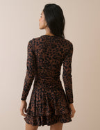 Leopard Print Long Sleeve Yuki Mini Dress