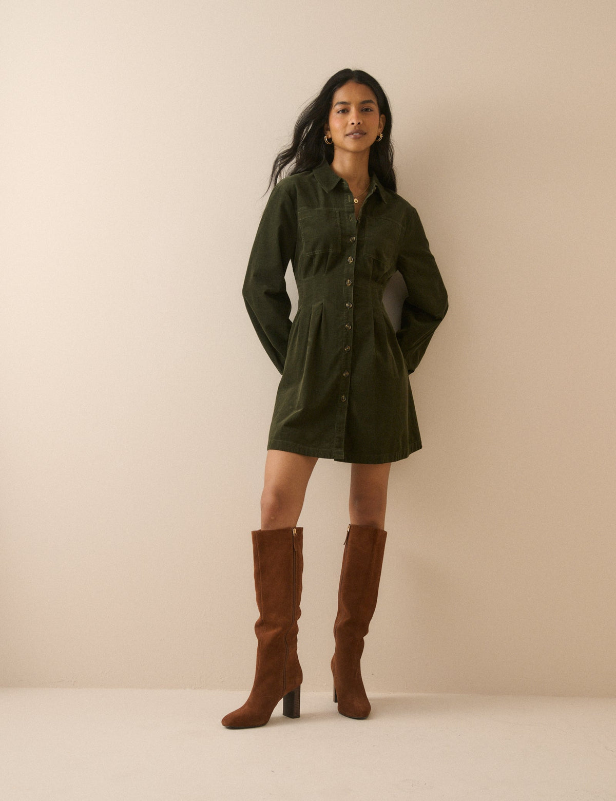Green Cord Montego Mini Dress