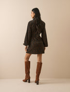 Black Floral Cord Montego Mini Dress