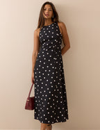 Black Polka Dot Reign Midi Dress