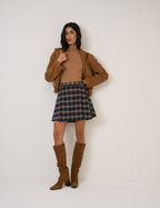 Brown High Neck Ribbed Top