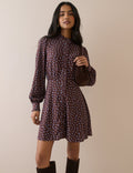 Brown Ditsy Floral Button Front Gabi Mini Dress