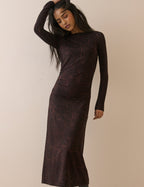 Brown Snake Print Jersey Laurella Midi Dress