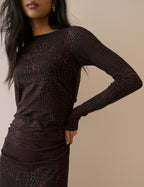 Brown Snake Print Jersey Laurella Midi Dress