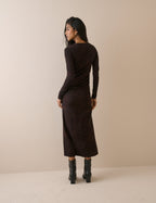 Brown Snake Print Jersey Laurella Midi Dress