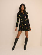 Black Floral Jersey Tate Mini Dress