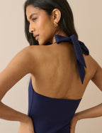 Navy Halterneck Amie Midi Dress