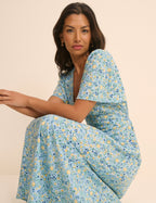 Blue Floral Atlas Midi Dress